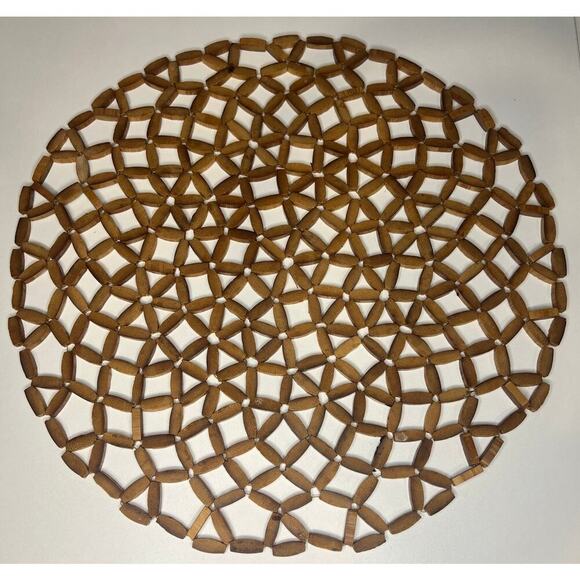 Set of 4 Wood Boho Circle Placemats - Picture 1 of 15